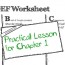 Chapter 1: Practical Lesson, ABCDEF Worksheet